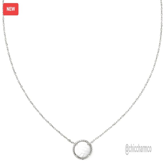 Silver Mother of Pearl Pendant Necklace Lobster Clasp Volleyball Charm